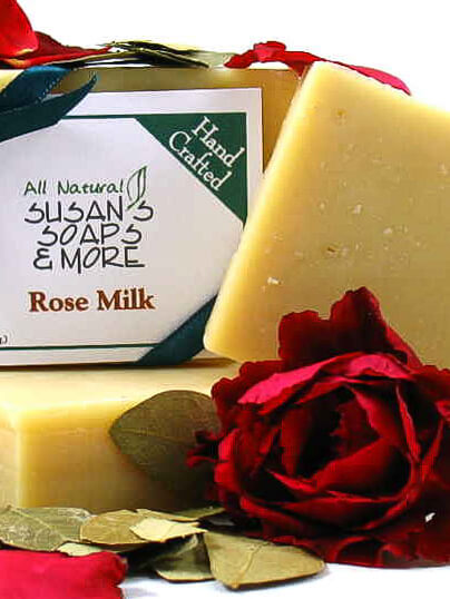 Rose Milk Soap Bar made with rose essential oil.