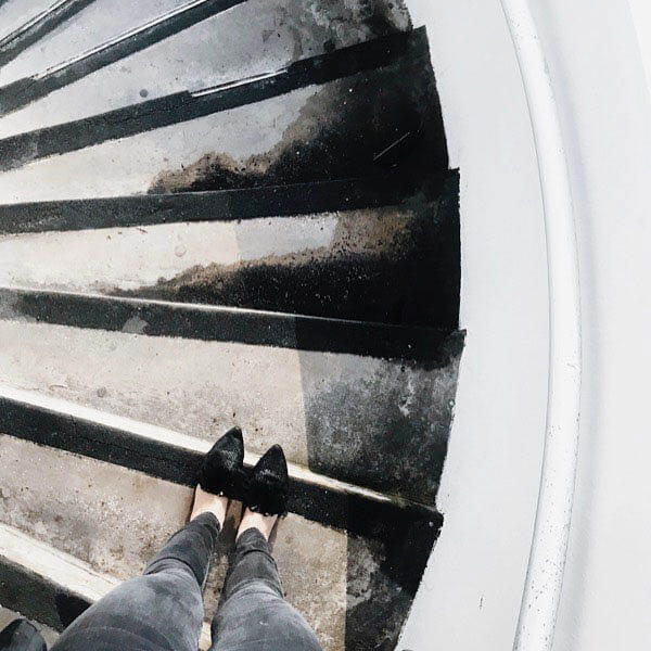 going up a set of steps